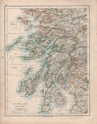 1914 Map Scotland South - West Argyll Perth Mull