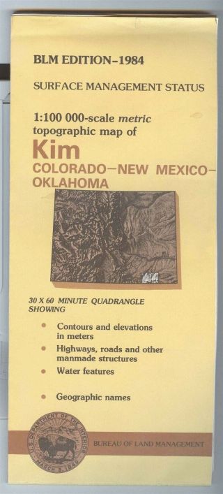 Usgs Blm Edition Topographic Map Colorado Kim 1984 Miexco Oklamhoma