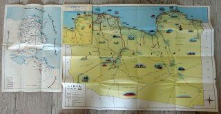 Vintage Libya Map Libye Tourist 2 Folding Maps Decorative In Folder 1970s