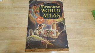 Firestone Tire Rand Mcnally World Atlas Maps Booklet 1942/44 Wwii Vintage