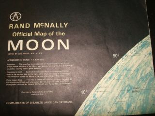 Vintage Rand Mcnally Official Map Of The Moon 1960s