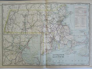 MA RI 1910 MASSACHUSETTS,  RHODE ISLAND Electric INTERURBAN,  STEAM RAILROAD Map 3