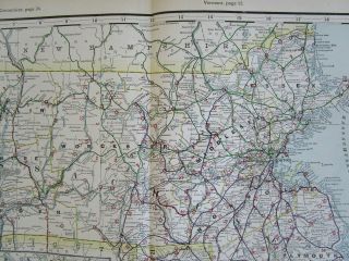 MA RI 1910 MASSACHUSETTS,  RHODE ISLAND Electric INTERURBAN,  STEAM RAILROAD Map 5