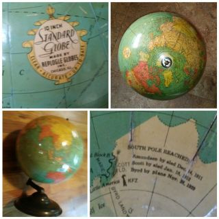 10 " Antique Vintage Replogle Chicago Standard Globe 1930’s