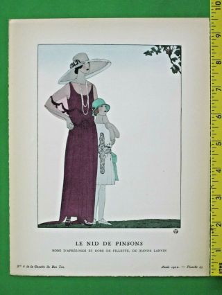Gazette Du Bon Ton,  Art Deco Pochoir Print,  Andre Marty,  Le Nid De Pinsons,  1922