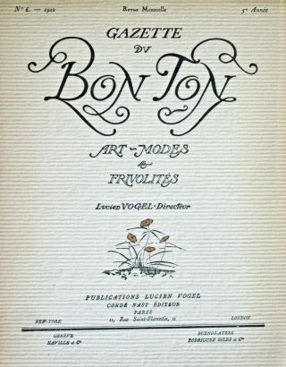 Gazette du bon ton,  Art deco pochoir print,  Andre Marty,  Le nid de pinsons,  1922 2