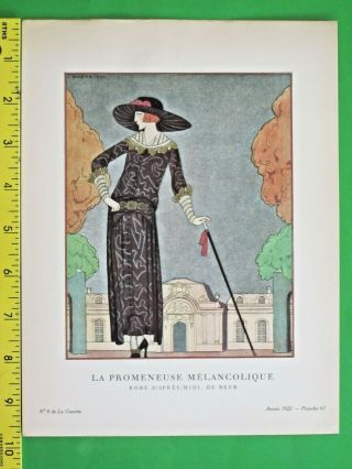 Gazette Du Bon,  Art Deco Pochoir Print,  G.  Barbier,  La Promeneuse Melancolique,  1922