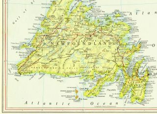 1956 Antique Newfoundland Map Vintage Newfoundland And Labrador Canada Map 5723