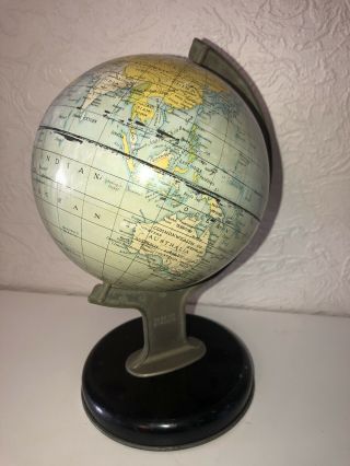 VINTAGE 1950s EARLY VERSION CHAD VALLEY TIN & ALUMINUM TOY Clock Setting GLOBE 2