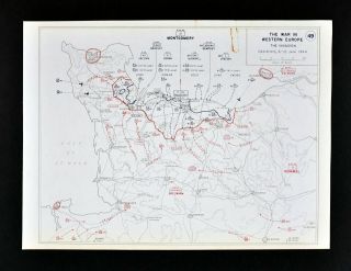 West Point Wwii Map 5th Corps D - Day Invasion Omaha Utah Beach Montgomery Bradley