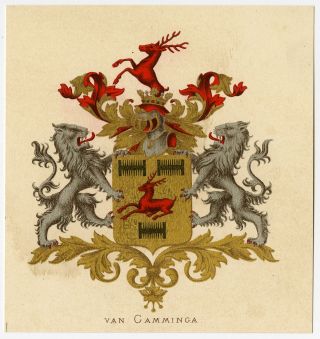 Antique Print - Heraldry - Coat Of Arms - Van Camminga - Wenning - Rietstap - 1883
