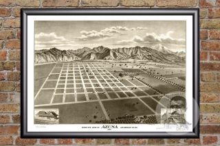 Vintage Azusa,  Ca Map 1887 - Historic California Art - Old Victorian Industrial
