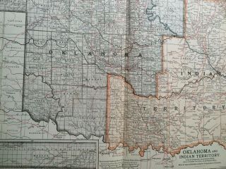 1903 Oklahoma & Indian Territory Antique Map United States State Map