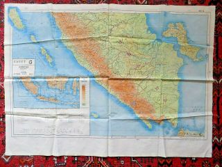 1944 Raf Pilot Silk Escape Map Sheets G,  H Far East Sumatra Java Borneo Ww2 Old