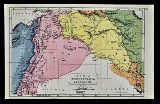 1908 Classical Map - Ancient Syria Mesopotamia Assyria Babylon Nineveh Damascus