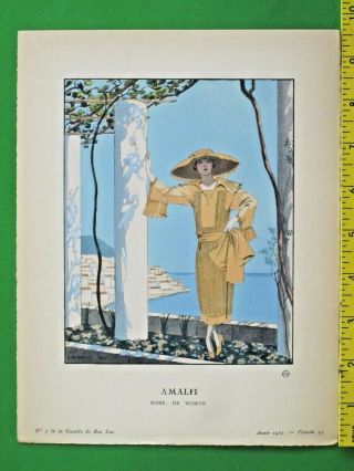 Gazette Du Bon,  Art Deco Pochoir Print,  George Barbier,  Amalfi,  Pl.  54,  1922