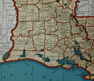 Vintage 1942 World War WWII Atlas Map of Louisiana & Kentucky & Tennessee L@@K 4