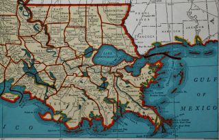 Vintage 1942 World War WWII Atlas Map of Louisiana & Kentucky & Tennessee L@@K 5