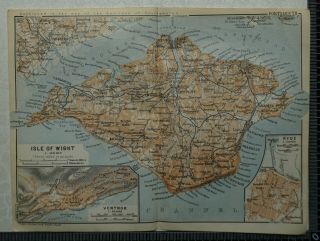 1910 Vintage Baedeker Map Of The Isle Of Wight