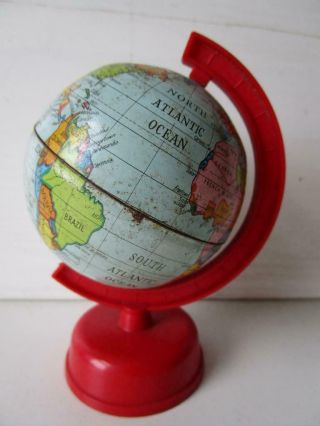 Vintage Small Toy Tinplate And Plastic World Globe - Made In Gt Britain - 1930 