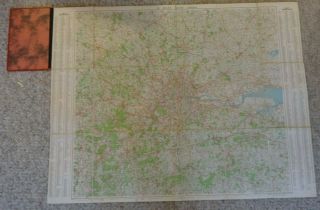 35 Miles Round London Large Colour Linen Backed Fold Out Map Rare @
