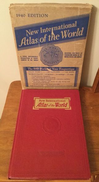 1940 Edition International Atlas Of The World In Sleeve Book Cover