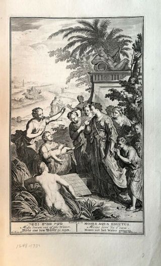 18th C.  Bible Print: Exodus 2:3 - 6 Moses Drawn Out Of The Water