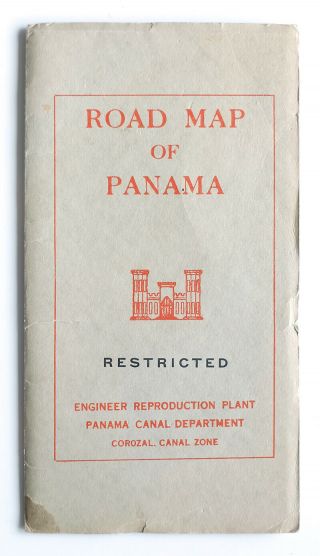 1930s 1940s Fold Out Road Map Of Panama Restricted Us Army Engineers Canal Zone