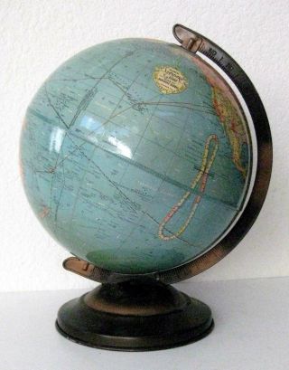 Vintage Desktop 1930s Replogle Metal 10 Inch Standard Globe