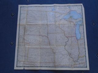 National Geographic Map North Central United States 71 - 67 Cm Usa 1948