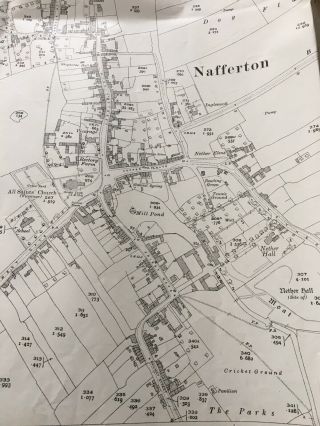 1927 Antique Vintage Map Plan Nafferton Nr Driffield East Yorkshire Village