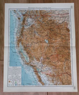 1938 Vintage Map Of Western Usa California Indian Reservations