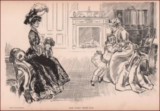 Woman Prefers Dogs,  King Charles Spaniel By Charles Dana Gibson,  Print 1908