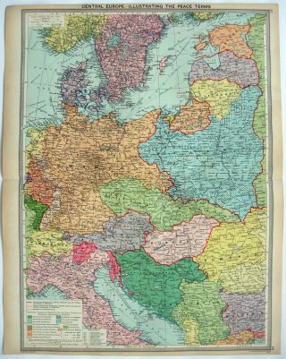 1926 Map Of Central Europe By George Philip & Son.  Vintage