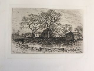 19th Century American Etching E.  H.  Garrett “the Wayside Inn” Oldest Inn The Us