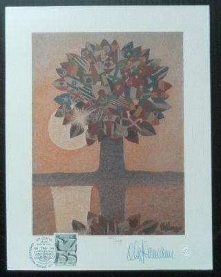 Ole Hamann Denmark 1980 Un/united Nations Signed Lithograph Painting Print W/coa