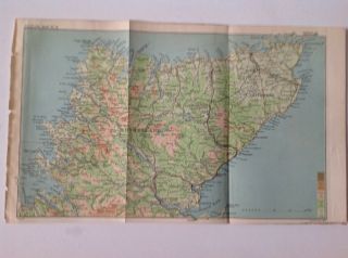 Sutherland,  Caithness,  Scotland,  1901 Antique Map,  Bartholomew,  Atlas