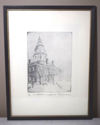 The State House Annapolis By Don Swann Signed And Framed Print