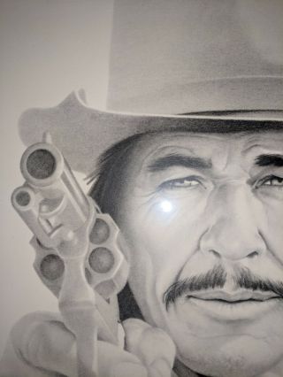 Gary Saderup Charles Bronson Pencil Signed Charcoal Print Framed & Matted 5