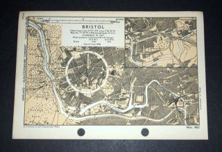 Vintage Ww2 Map Of Bristol,  Gloucestershire Somerset 1943