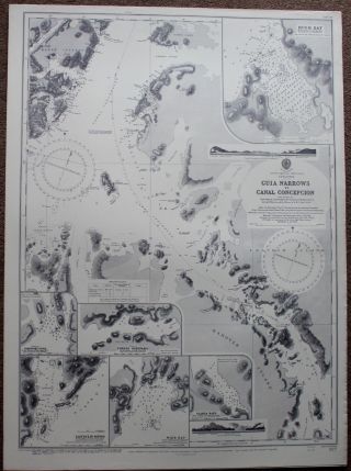 Admiralty Sea Chart South America Patagonia Hugh Bay Chatham Island Map 1950