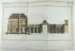 1730 C Architectural Cross Section Of French Palace - Large Folio 42 Cm