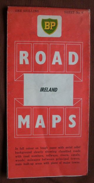 1950s Bp Road Map Ireland Sheet 6 George Philip Full Colour 1 Inch To 7.  5 Miles