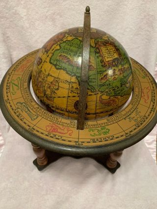 Vintage Zodiac Astrology Desktop Globe Made In Italy Old World Style World Globe 6