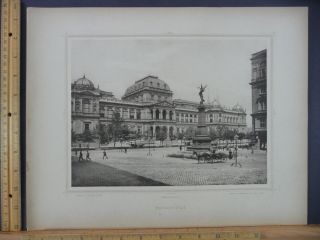 Rare Antique Orig Vtg Universitat University Complex Vienna Engraving Art Print