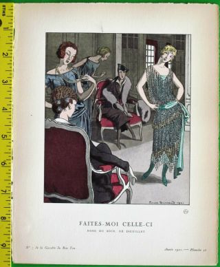 Gazette Du Bon Ton,  Art Deco Pochoir Print,  P.  Brissaud,  Faites - Moi Celle - Ci,  1921