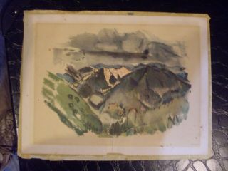 John Marin Vintage 1949 Print - - " Blue Mountain On The Circle Drive Near Taos.  "
