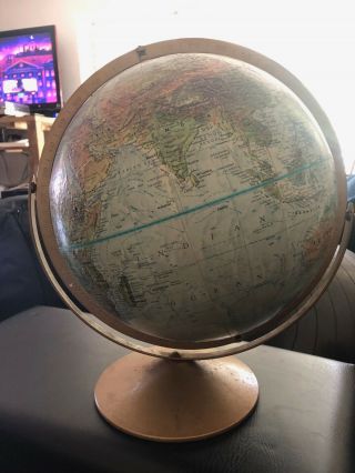 Rare Mid - Century Modern Vintage World Globe Raised 60s/70s On Axis