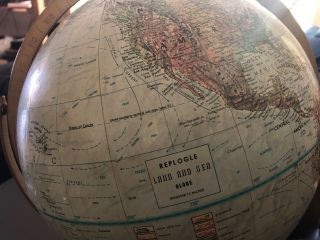 Rare Mid - century Modern Vintage World Globe Raised 60s/70s on Axis 3