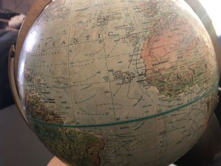 Rare Mid - century Modern Vintage World Globe Raised 60s/70s on Axis 4